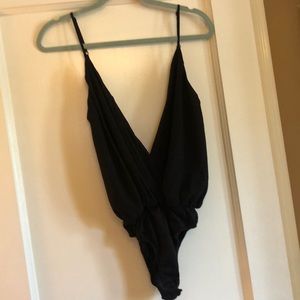Deep v black bodysuit